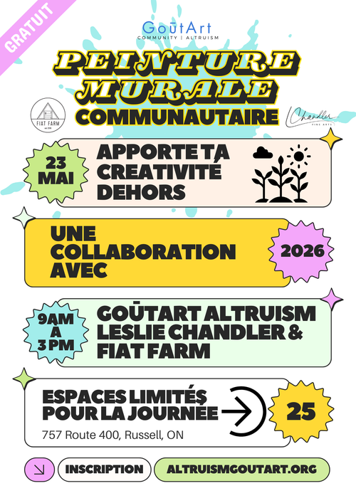 Promotional poster for a community mural painting event with text and logos.